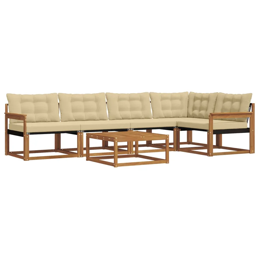 Ensemble de canapés d'extérieur 6 pcs Naturel et Beige - 2