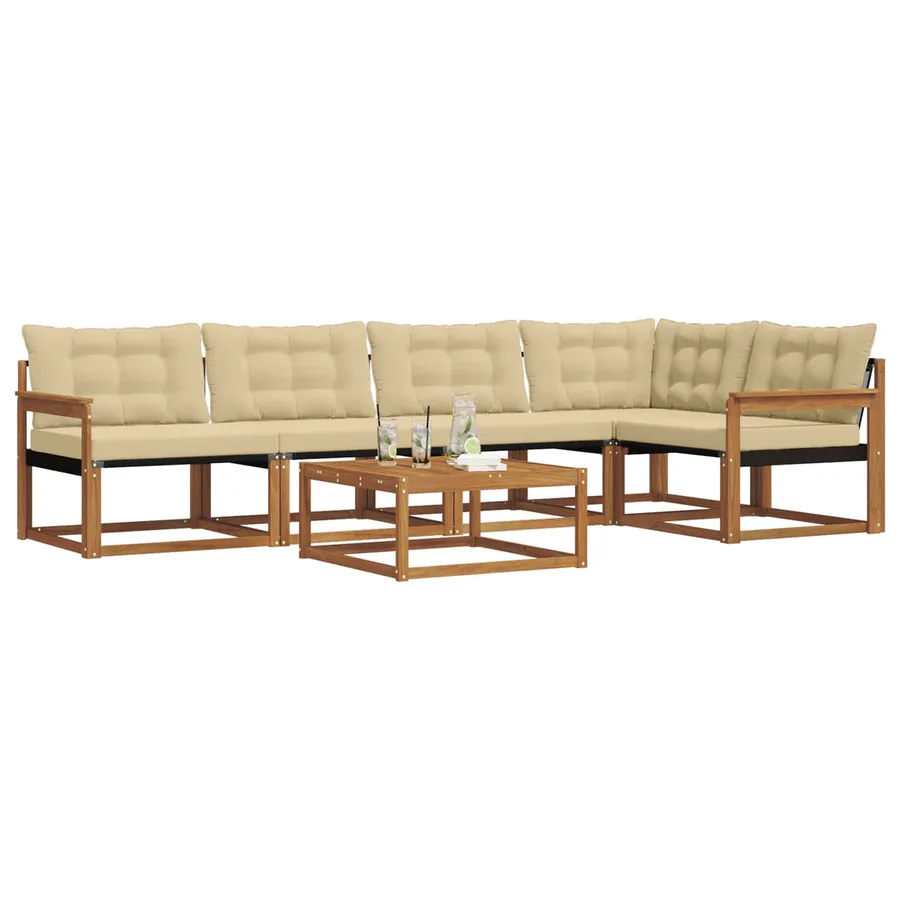 Ensemble de canapés d'extérieur 6 pcs Naturel et Beige - 3