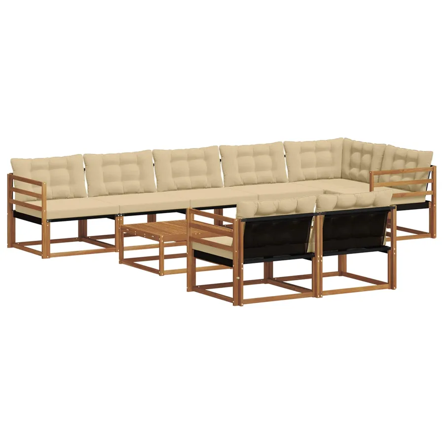 Ensemble de canapés d'extérieur 9 pcs Naturel et Beige - 2