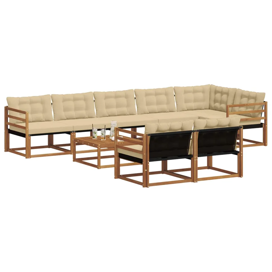 Ensemble de canapés d'extérieur 9 pcs Naturel et Beige - 3