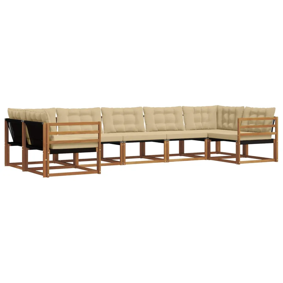 Ensemble de canapés d'extérieur 7 pcs Naturel et Beige - 2