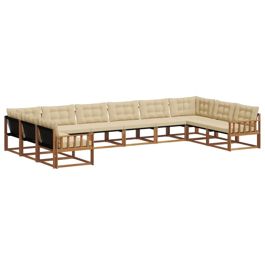 Ensemble de canapés d'extérieur 10 pcs Naturel et Beige - 2