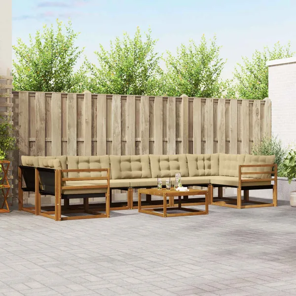 Ensemble de canapés d'extérieur 8 pcs Naturel et Beige