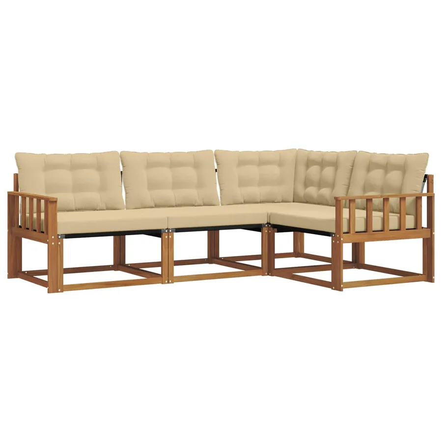 Ensemble de canapés d'extérieur 4 pcs Naturel et Beige - 2