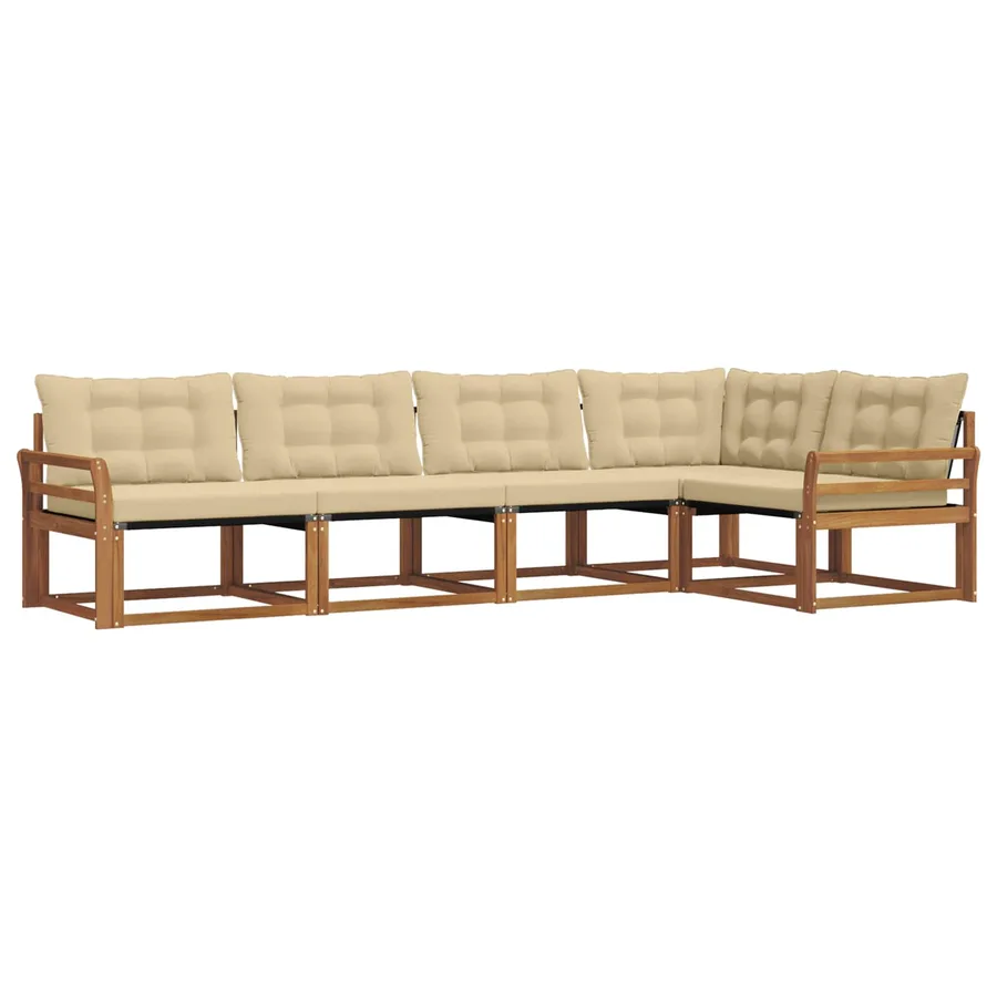 Ensemble de canapés d'extérieur 5 pcs Naturel et Beige - 2