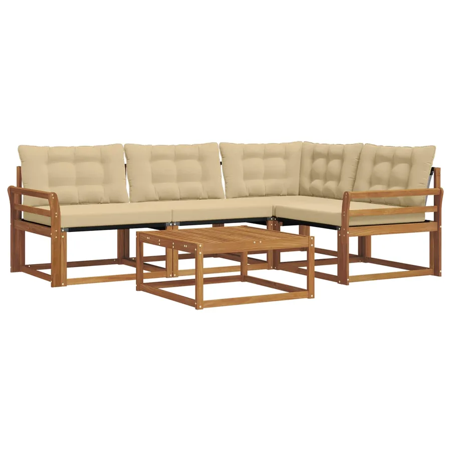 Ensemble de canapés d'extérieur 5 pcs Naturel et Beige - 2