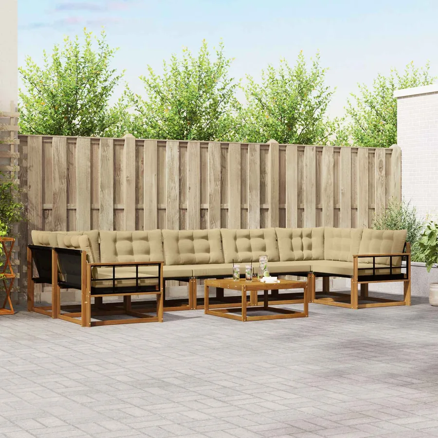 Ensemble de canapés d'extérieur 8 pcs Naturel et Beige