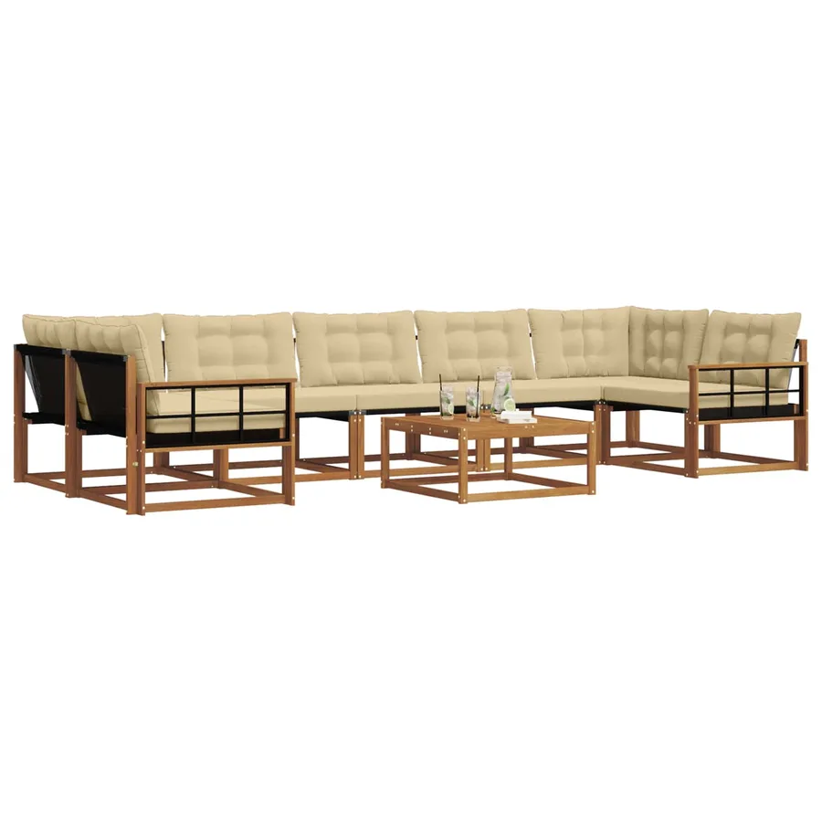 Ensemble de canapés d'extérieur 8 pcs Naturel et Beige - 3