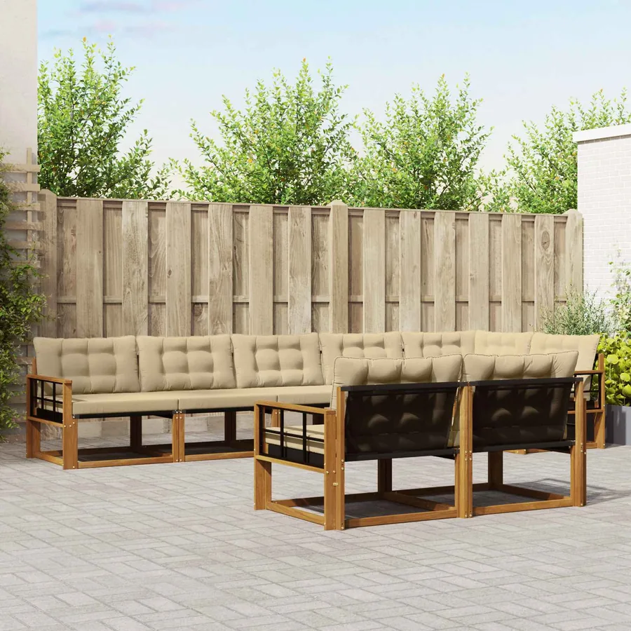 Ensemble de canapés d'extérieur 8 pcs Naturel et Beige