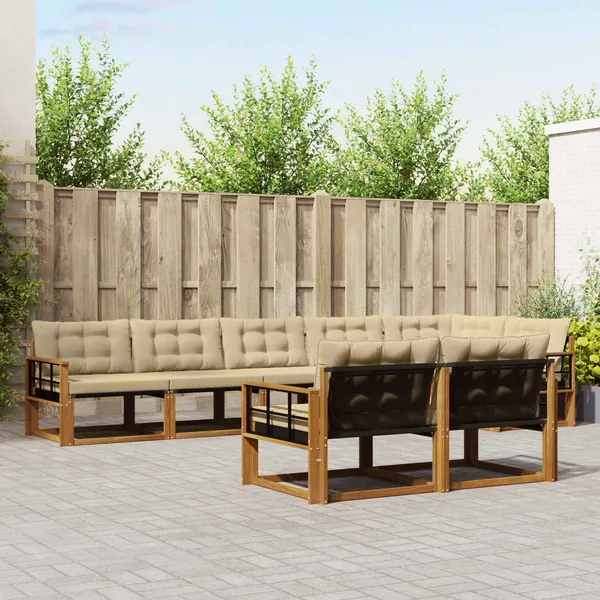 Ensemble de canapés d'extérieur 8 pcs Naturel et Beige