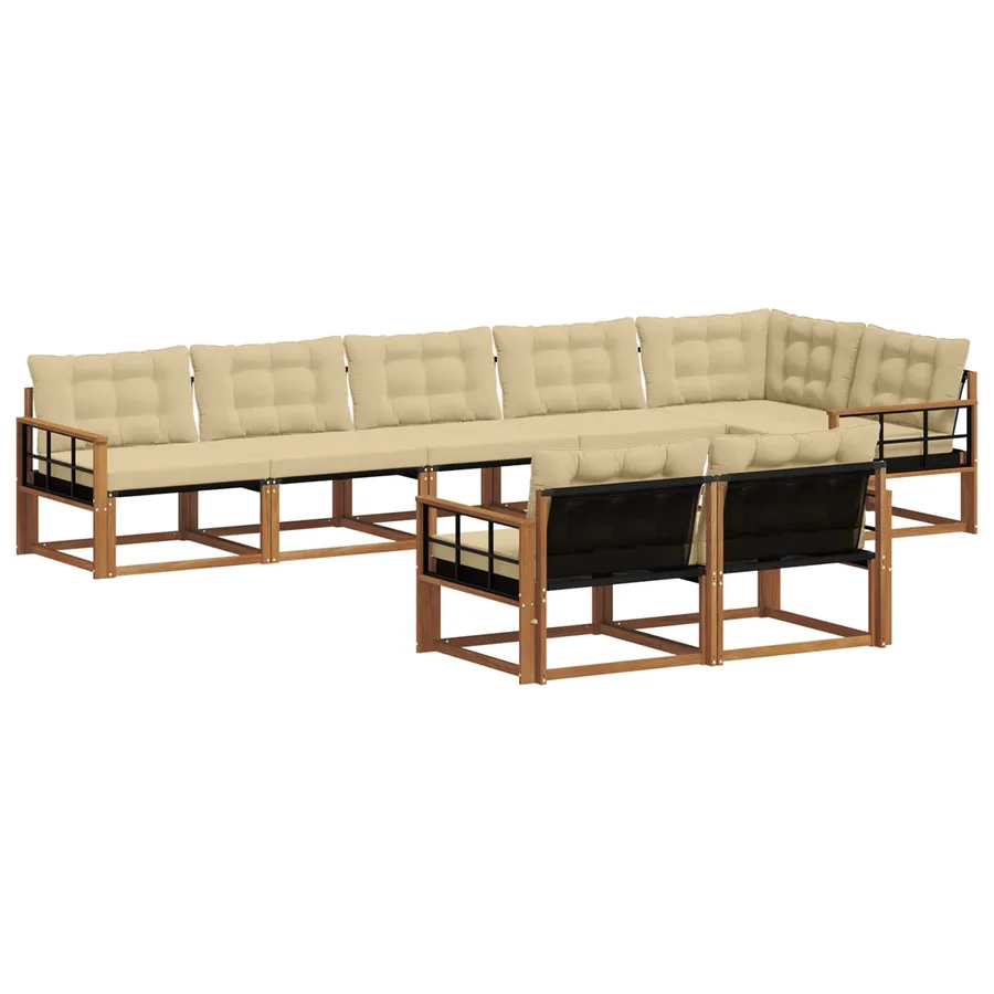 Ensemble de canapés d'extérieur 8 pcs Naturel et Beige - 2