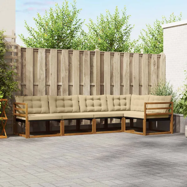 Ensemble de canapés d'extérieur 5 pcs Naturel et Beige