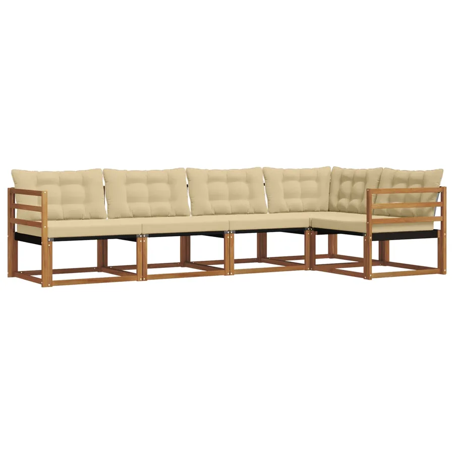 Ensemble de canapés d'extérieur 5 pcs Naturel et Beige - 2