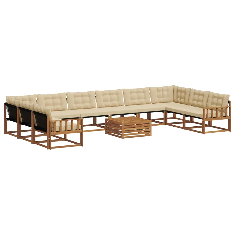 Ensemble de canapés d'extérieur 11 pcs Naturel et Beige - 2