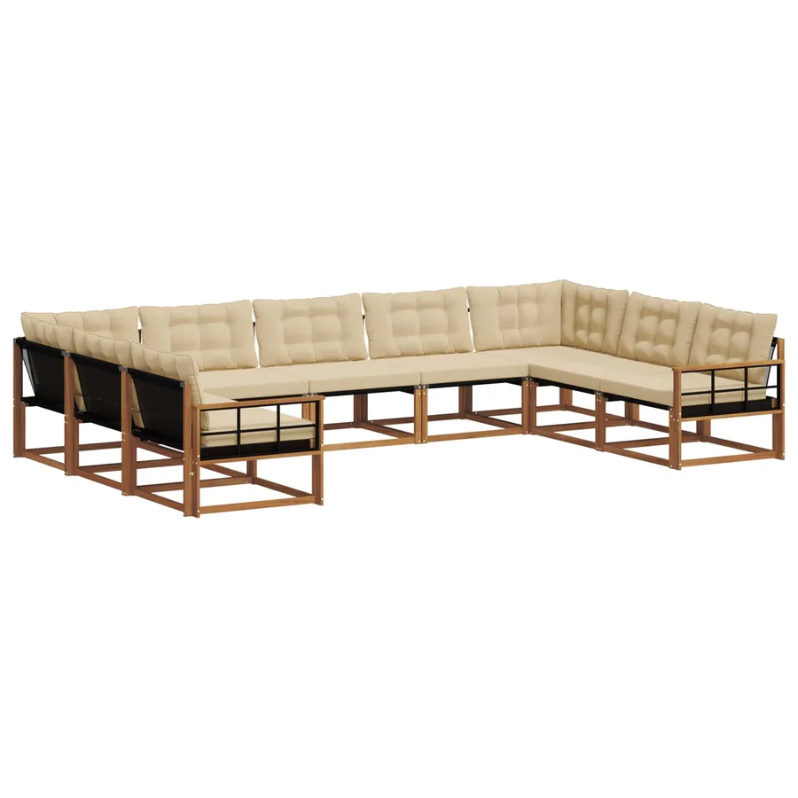 Ensemble de canapés d'extérieur 9 pcs Naturel et Beige - 2