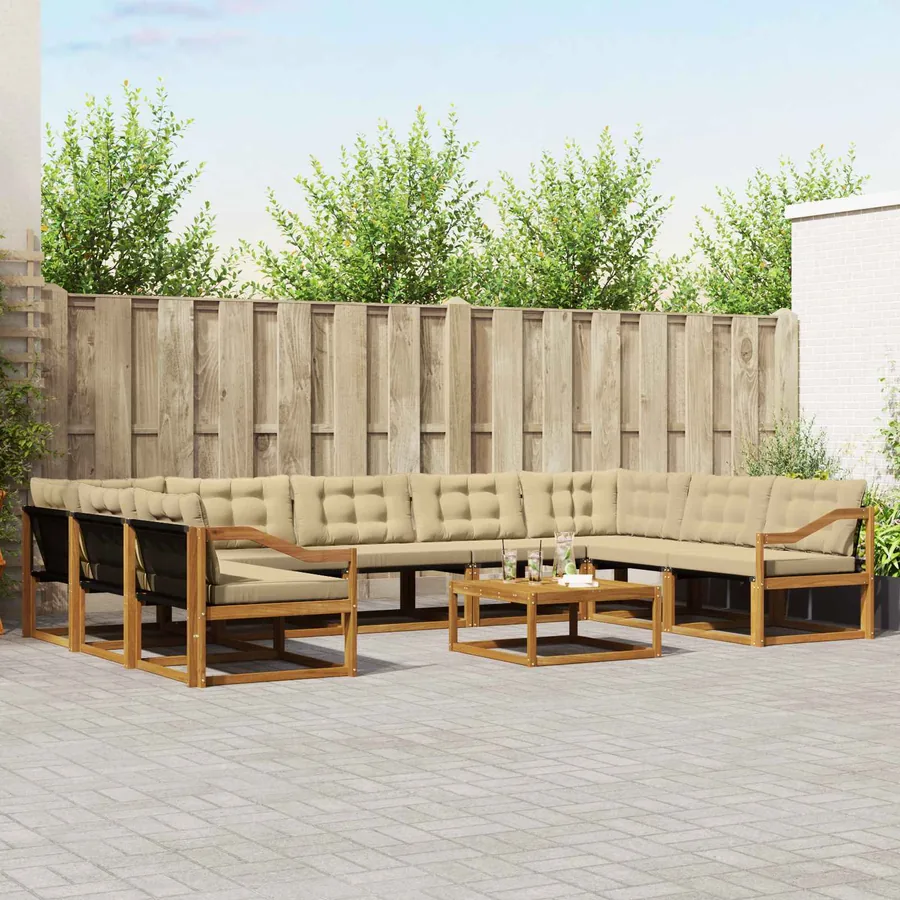 Ensemble de canapés d'extérieur 10 pcs Naturel et Beige