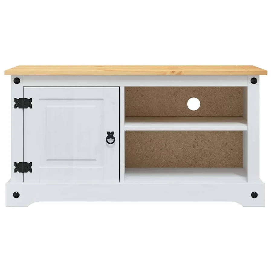 Meuble TV Corona Blanc 100 x 40 x 52 cm Pin massif - 6