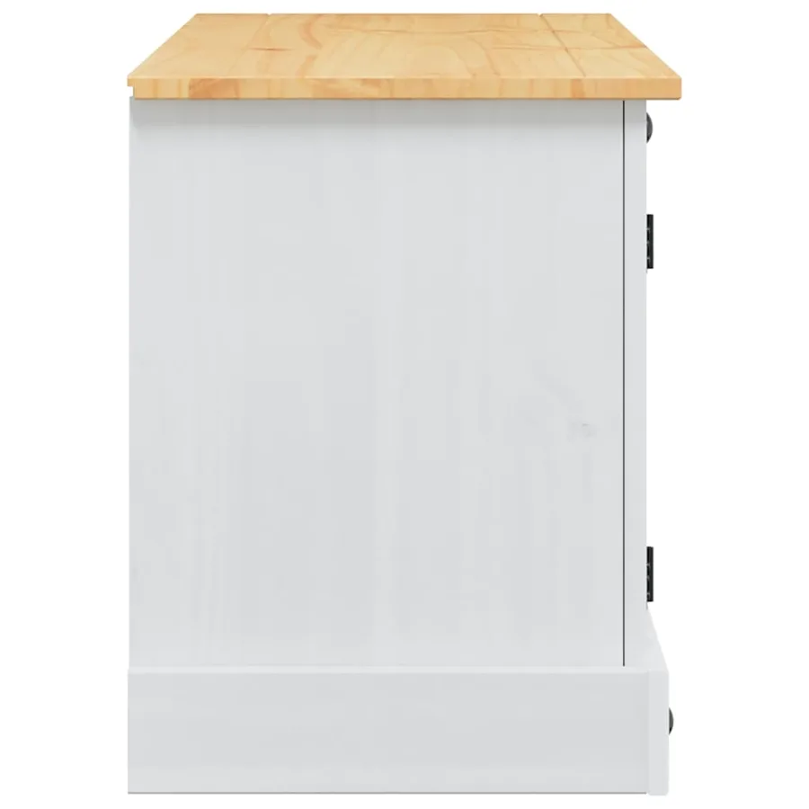 Meuble TV Corona Blanc 100 x 40 x 52 cm Pin massif - 7
