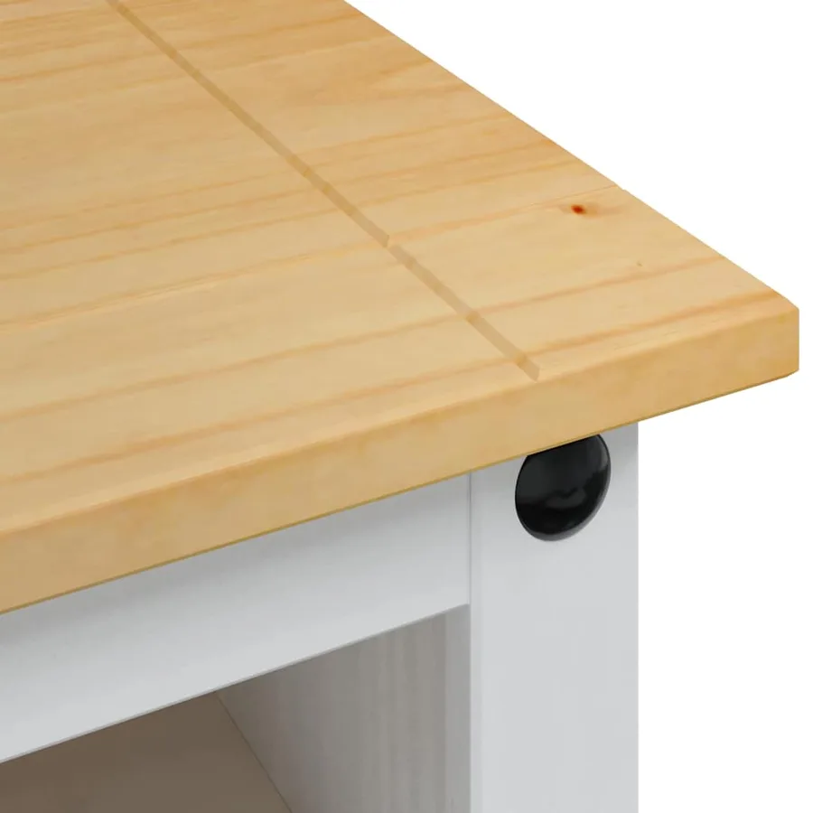 Meuble TV Corona Blanc 100 x 40 x 52 cm Pin massif - 9