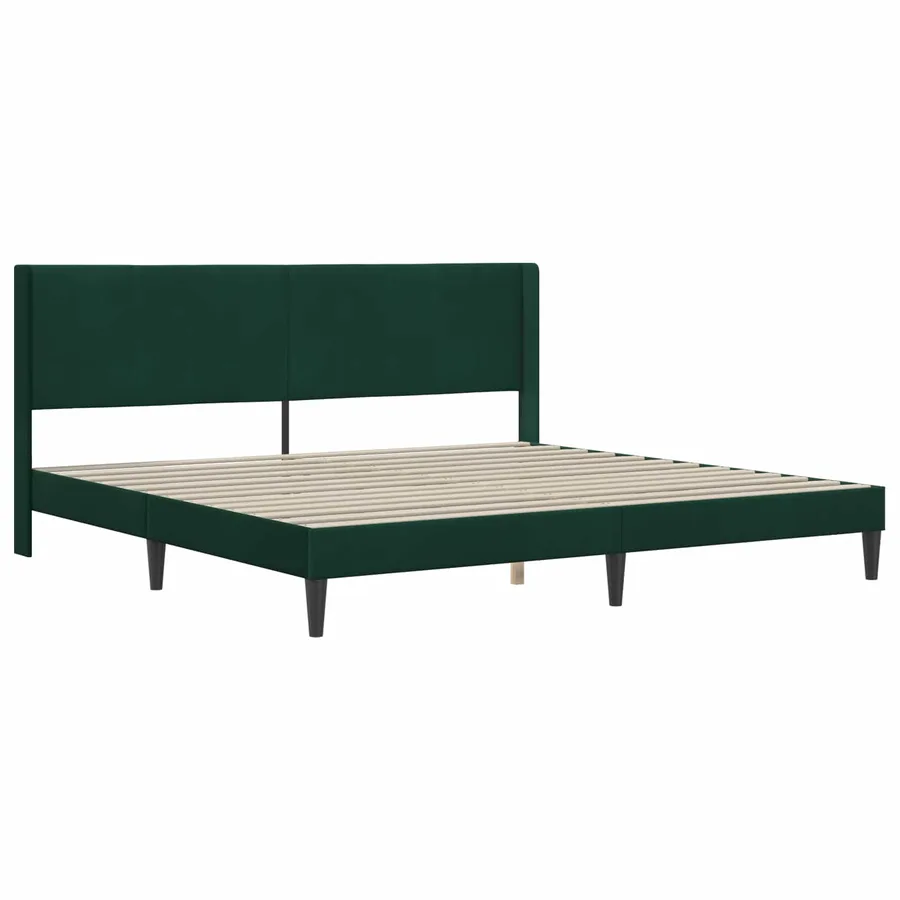 Cadre de lit avec matelas Vert foncé 200 x 200 cm Velours - 4