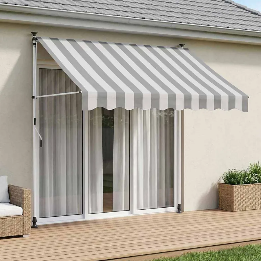 Auvent rétractable manuel Anthracite et blanc 150 cm