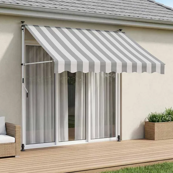 Auvent rétractable manuel Anthracite et blanc 150 cm