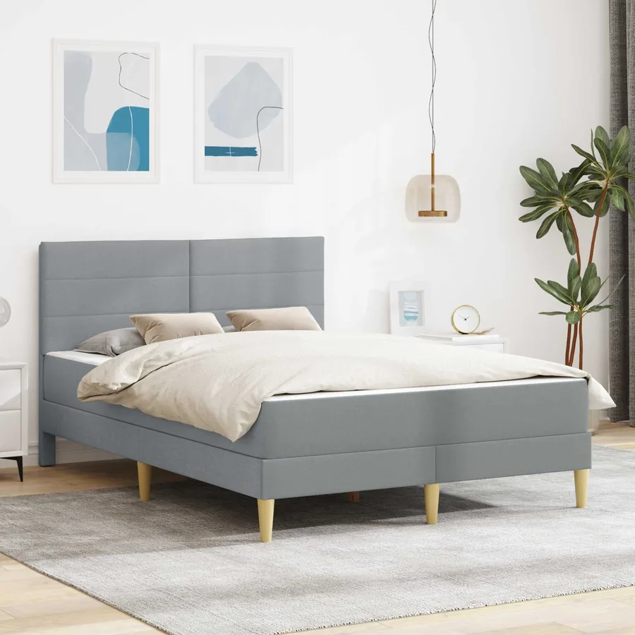 Cadre de lit Gris clair 140 x 190 cm Polyester