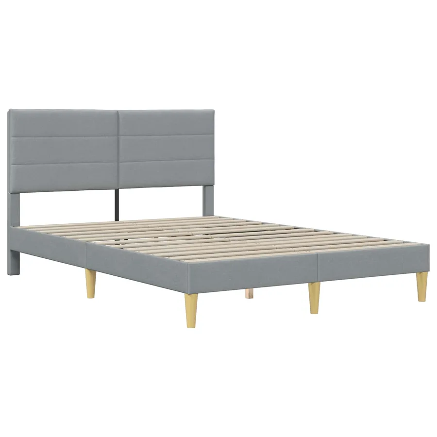 Cadre de lit Gris clair 140 x 190 cm Polyester - 4