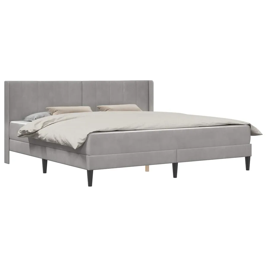 Cadre de lit avec matelas Gris clair 200 x 200 cm Velours - 2