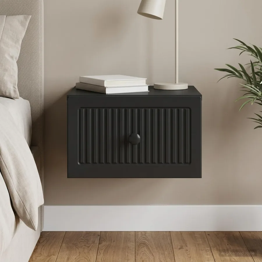 Cabinet de chevet mural avec tiroir Noir 33 x 34,5 x 20 cm