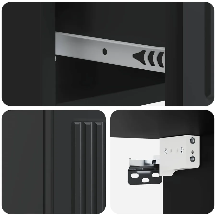 Cabinet de chevet mural avec tiroir Noir 33 x 34,5 x 20 cm - 8