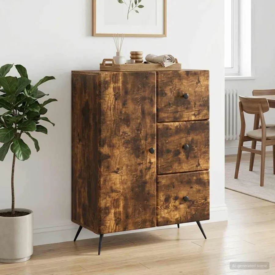 Buffet Chêne fumé 66 x 34,5 x 90 cm Bois d'ingénierie