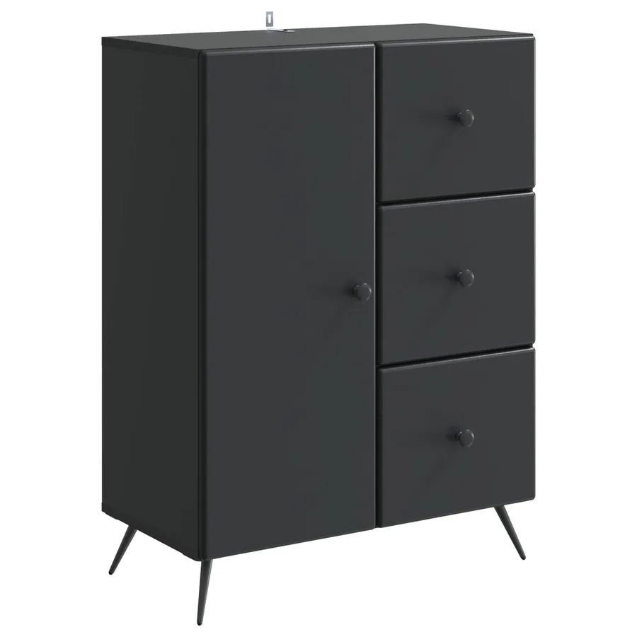 Buffet avec tiroir Noir 66 x 34,5 x 90 cm Bois d'ingénierie - 2
