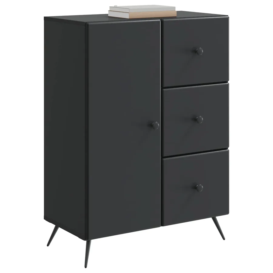 Buffet avec tiroir Noir 66 x 34,5 x 90 cm Bois d'ingénierie - 3