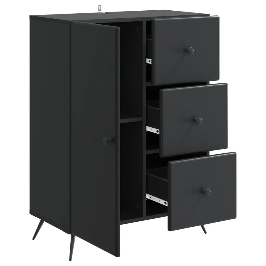 Buffet avec tiroir Noir 66 x 34,5 x 90 cm Bois d'ingénierie - 5