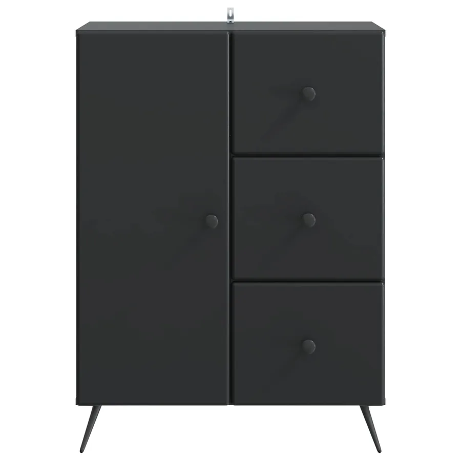 Buffet avec tiroir Noir 66 x 34,5 x 90 cm Bois d'ingénierie - 6