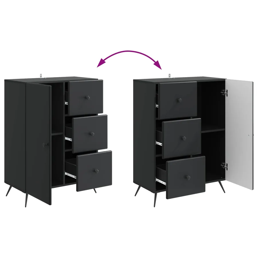 Buffet avec tiroir Noir 66 x 34,5 x 90 cm Bois d'ingénierie - 8