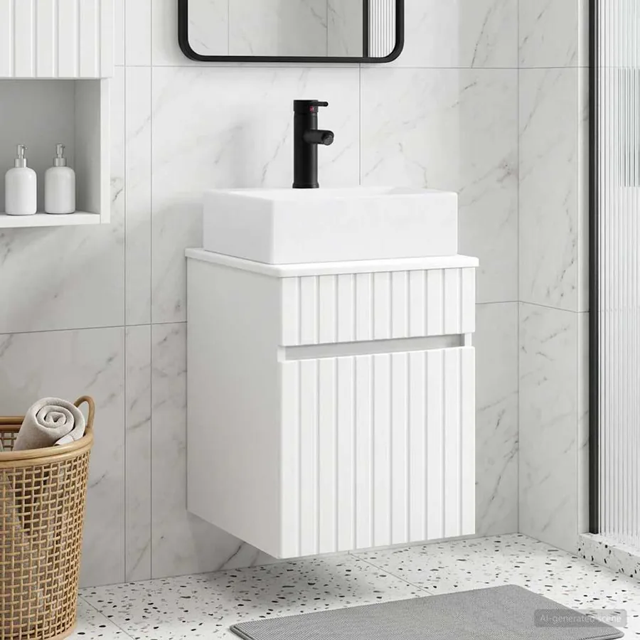 Meuble-sèche avec évier mural Blanc 39 x 41 x 62,5 cm