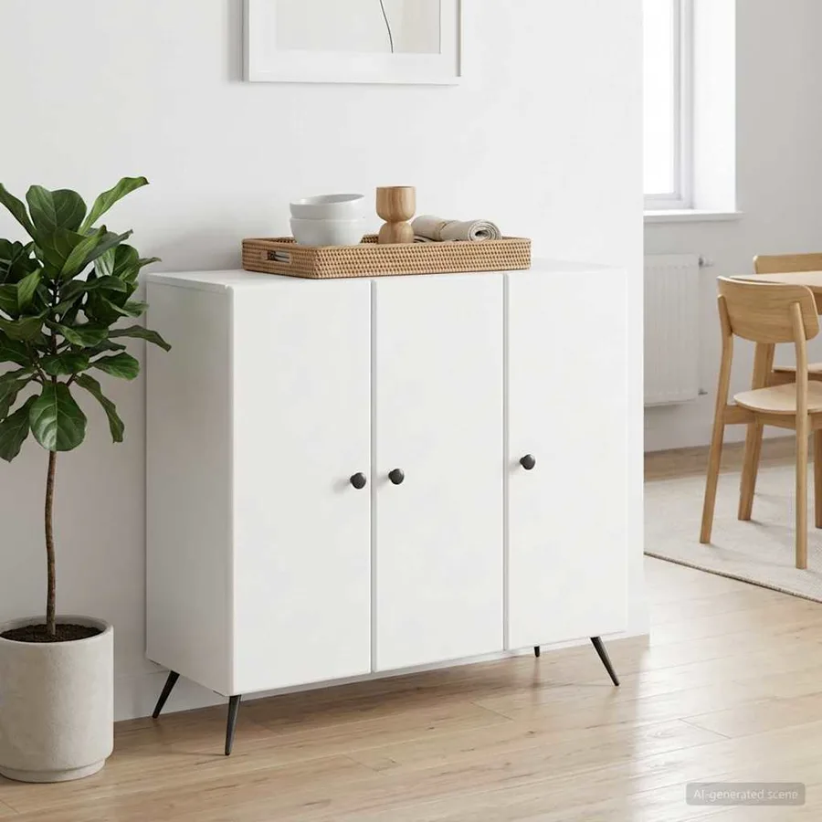Buffet Blanc 89 x 34,5 x 80 cm Bois d'ingénierie - 4