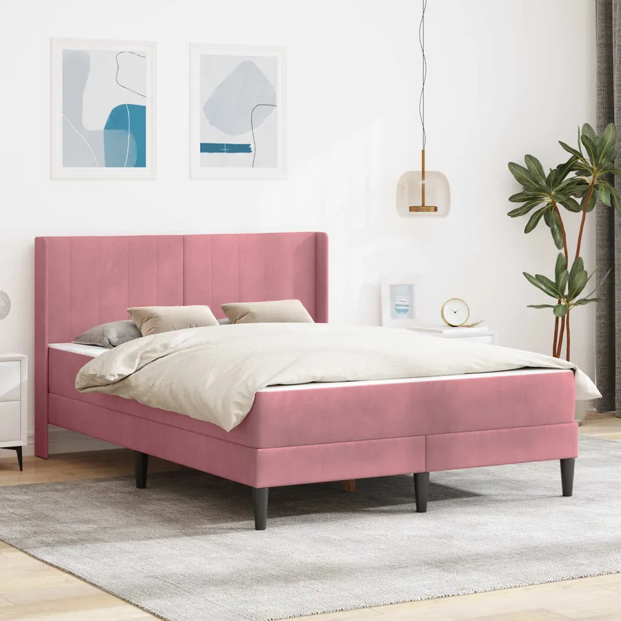 Cadre de lit avec matelas Rose 120 x 200 cm Velours