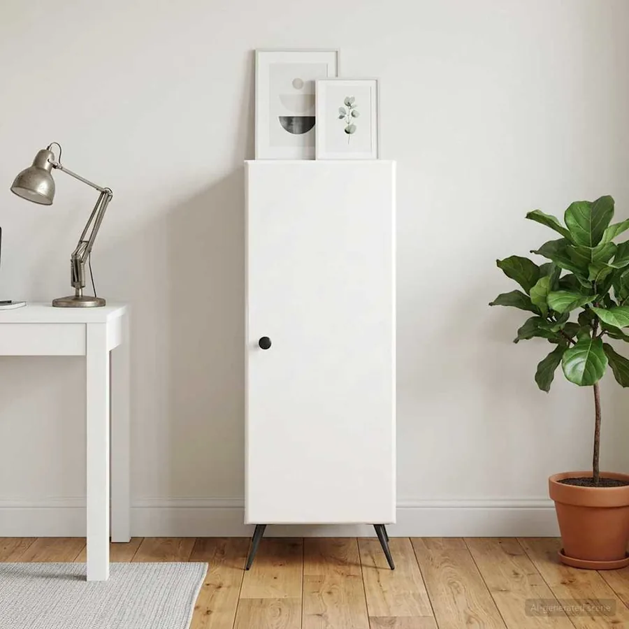 Buffet Blanc brillant 33 x 34,5 x 90 cm Bois d'ingénierie