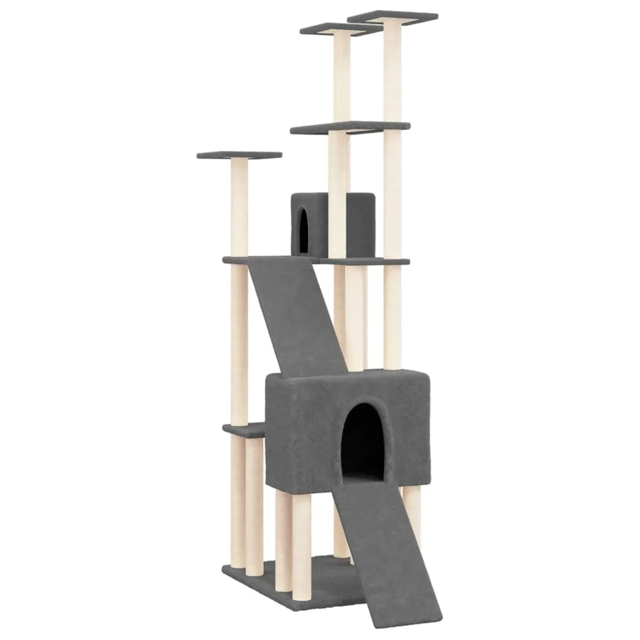 Arbre à chat avec griffoirs en sisal Gris foncé 190 cm - 2