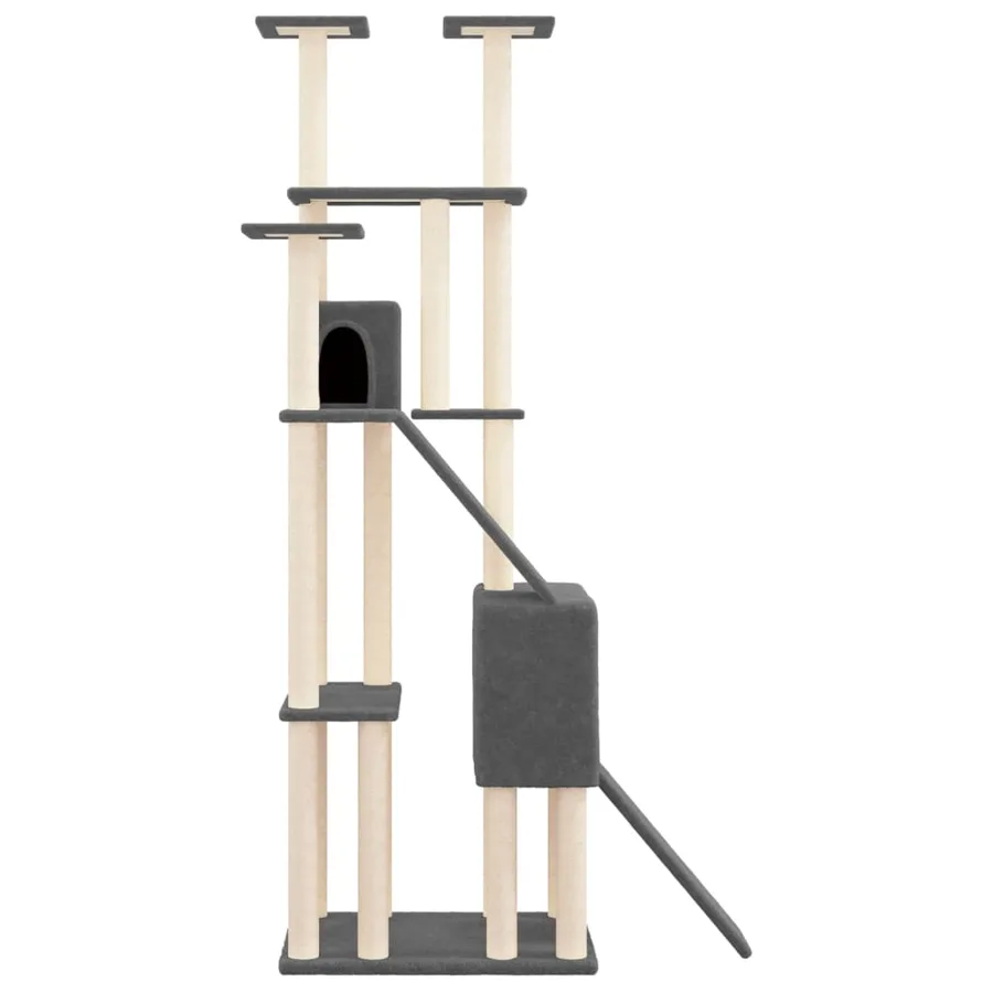 Arbre à chat avec griffoirs en sisal Gris foncé 190 cm - 4
