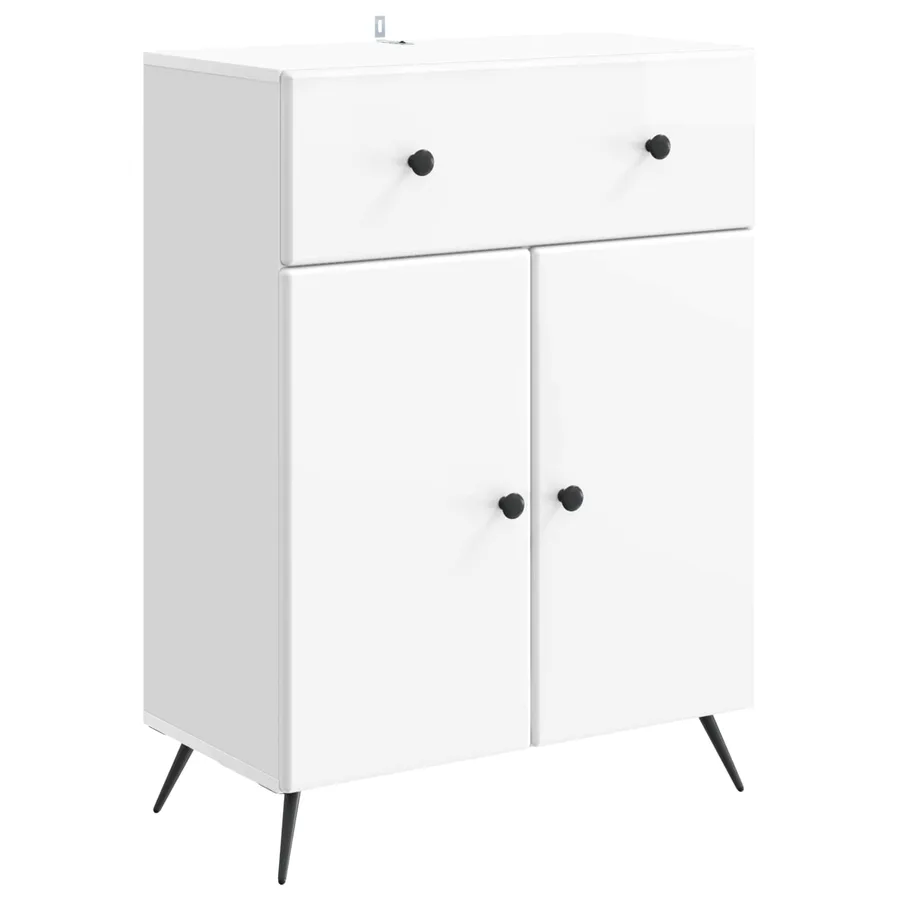 Buffet Blanc brillant 66 x 34,5 x 90 cm Bois d'ingénierie - 2