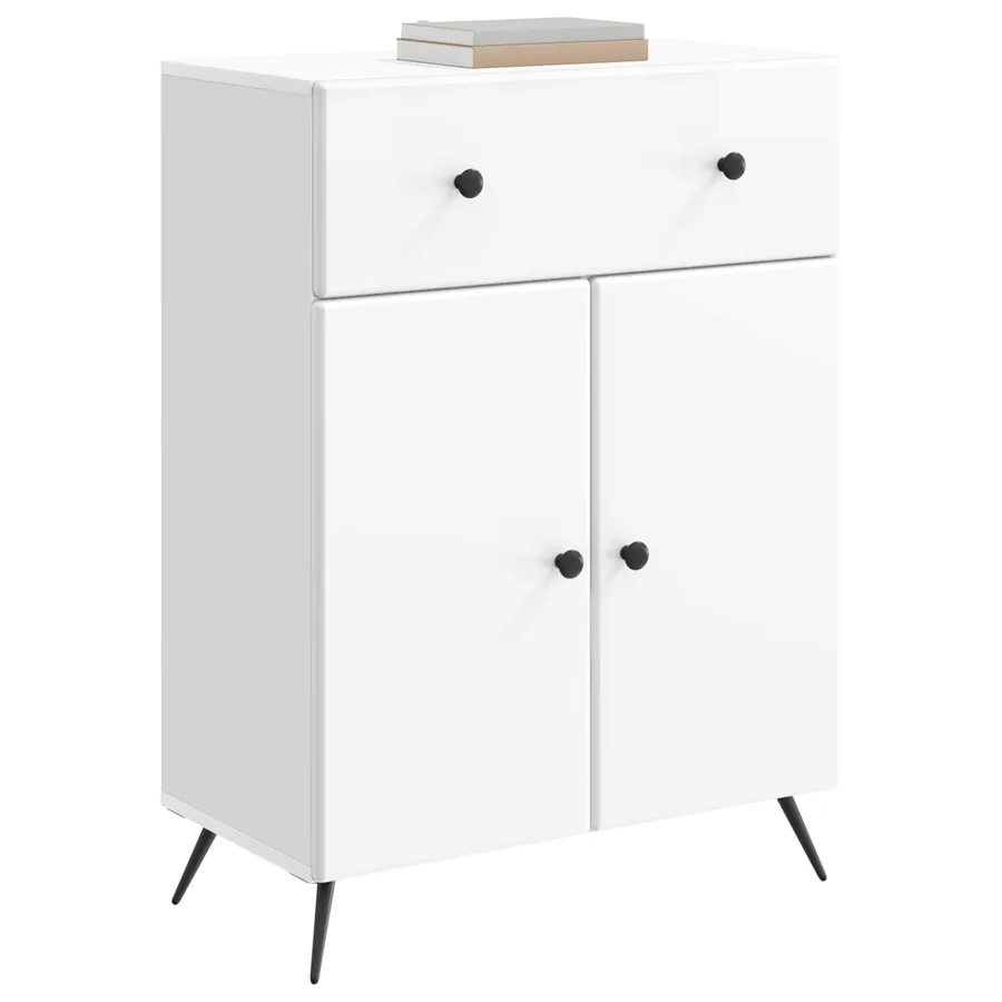 Buffet Blanc brillant 66 x 34,5 x 90 cm Bois d'ingénierie - 3