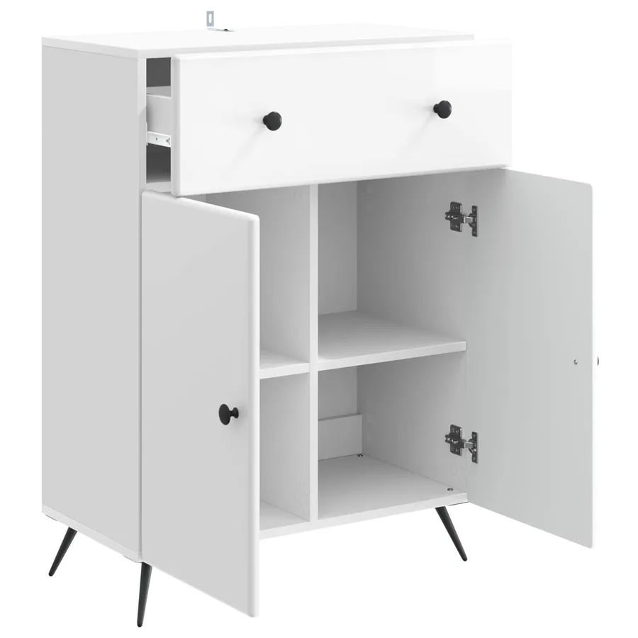 Buffet Blanc brillant 66 x 34,5 x 90 cm Bois d'ingénierie - 5