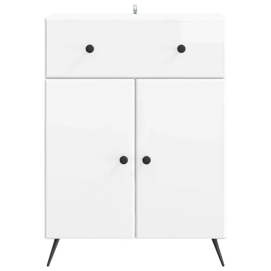 Buffet Blanc brillant 66 x 34,5 x 90 cm Bois d'ingénierie - 6