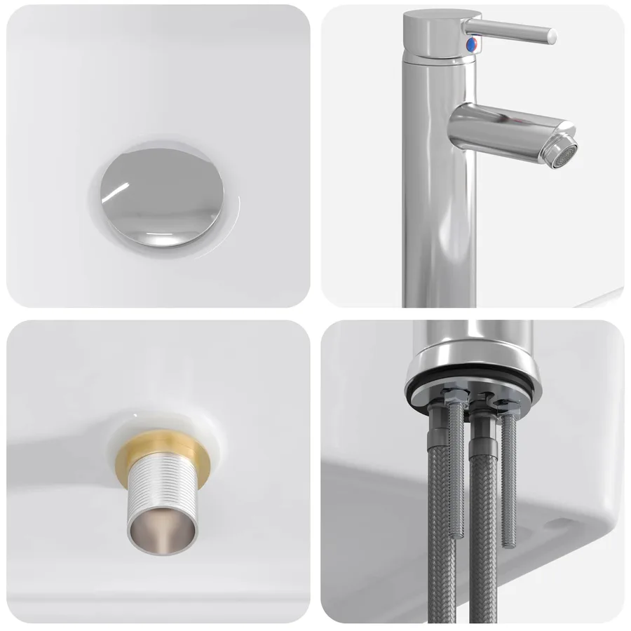 Lavabo de salle de bains Chrome 40,5 x 30,5 x 13 cm métal - 8