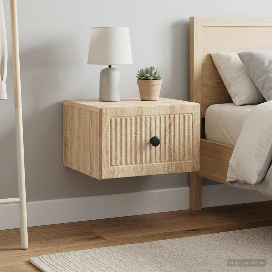 Cabinet de chevet mural 2 pcs Chêne Sonoma 33 x 34,5 x 20 cm