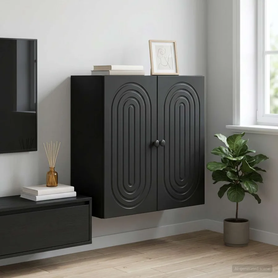 Armoire Murale Noir 59 x 31 x 60 cm Bois d'ingénierie